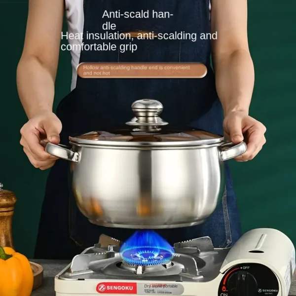 Large Capacity Stainless Steel Double Handle Soup Pot