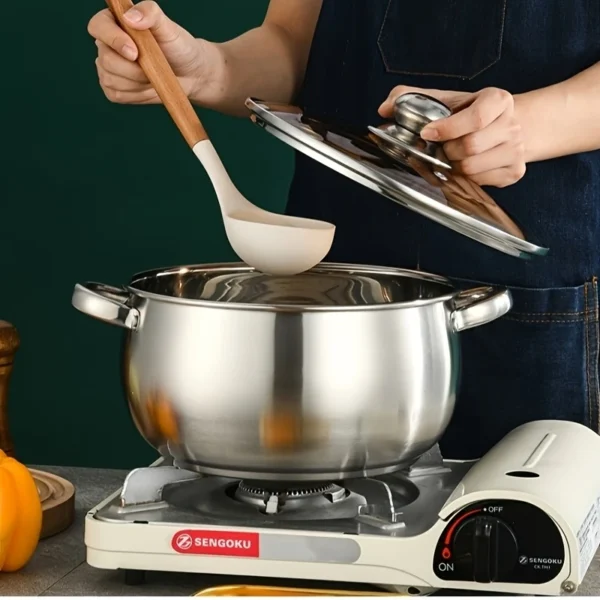 Large Capacity Stainless Steel Double Handle Soup Pot