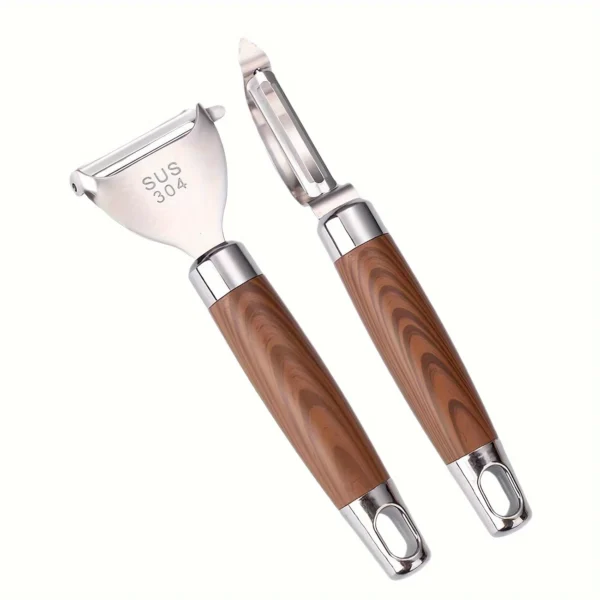 2 Pack Ergonomic Wood Handle Peelers