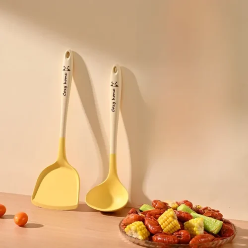 Food Grade Silicone Kitchen Utensils Set (Spatula + Soup Spoon)